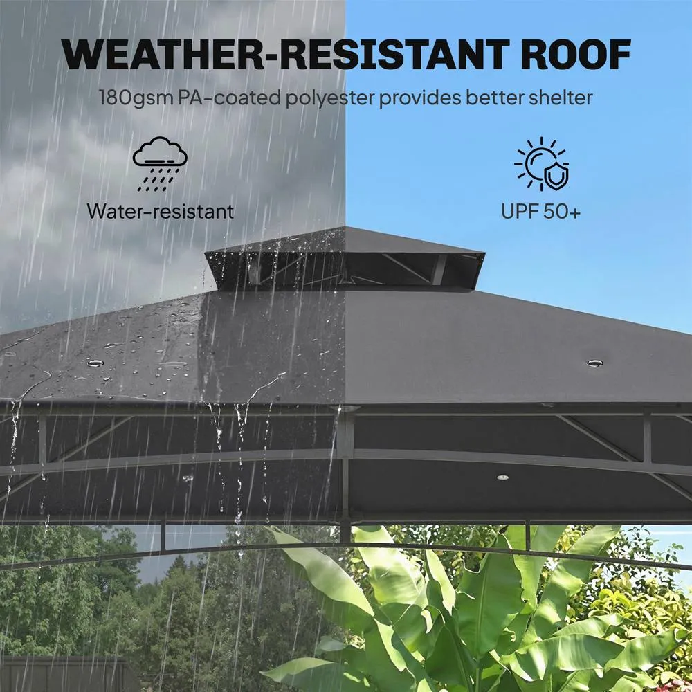 OUTSUNNY 3 x 3 m Gazebo, Outdoor Gazebo Canopy with 2-Tier Roof in Dark Grey 4