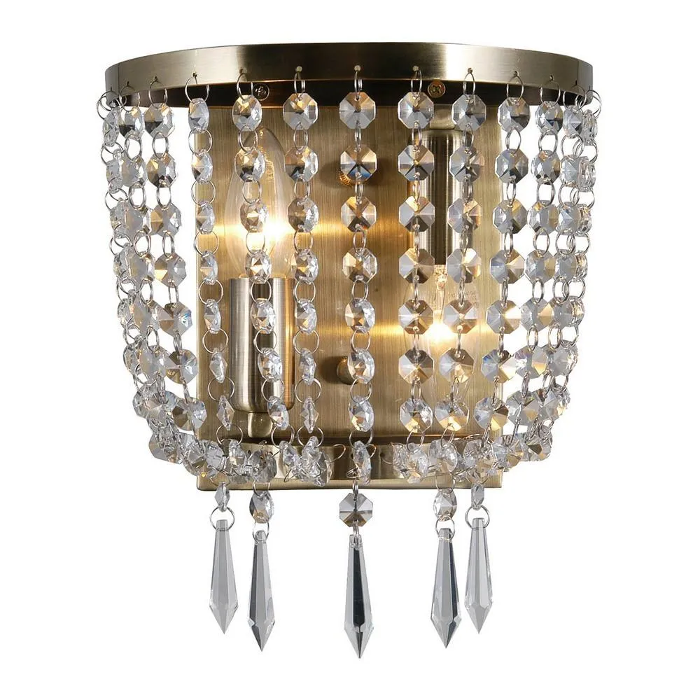 Netlighting Wall Lamp Antique Bronze 2 Light with Crystal Glass Shade E14 in Brown 2