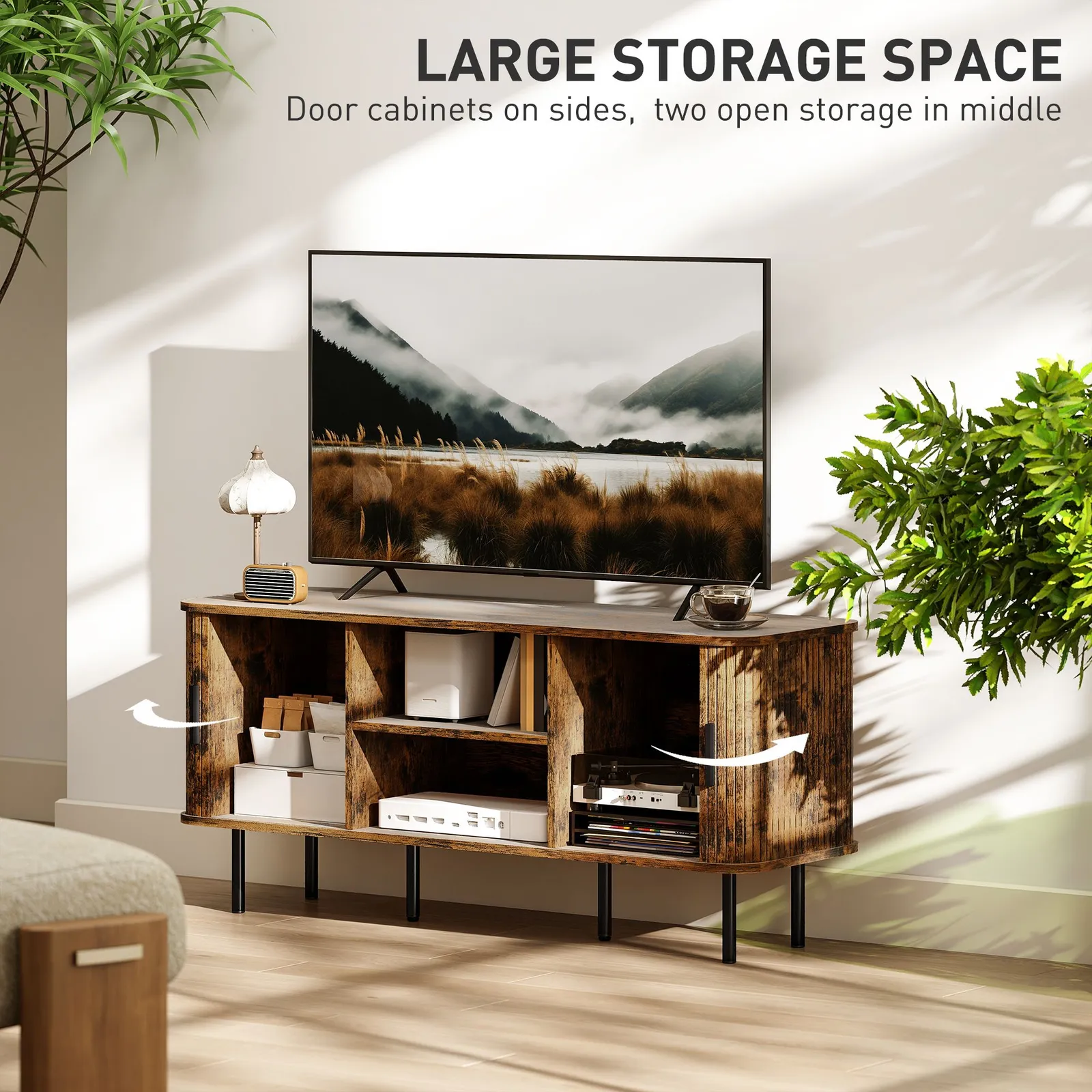 HOMCOM TV Unit for Living Room, TV Stand in Brown 5