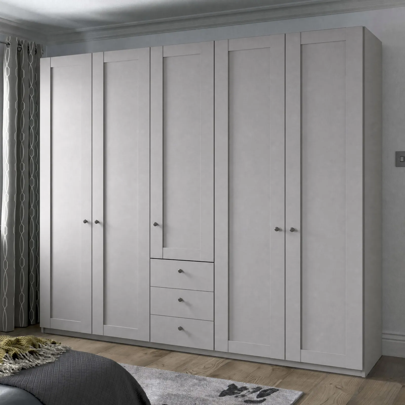 Varese 5 Door/3 Drawer Wardrobe W250Cm, Grey | Barker & Stonehouse 2