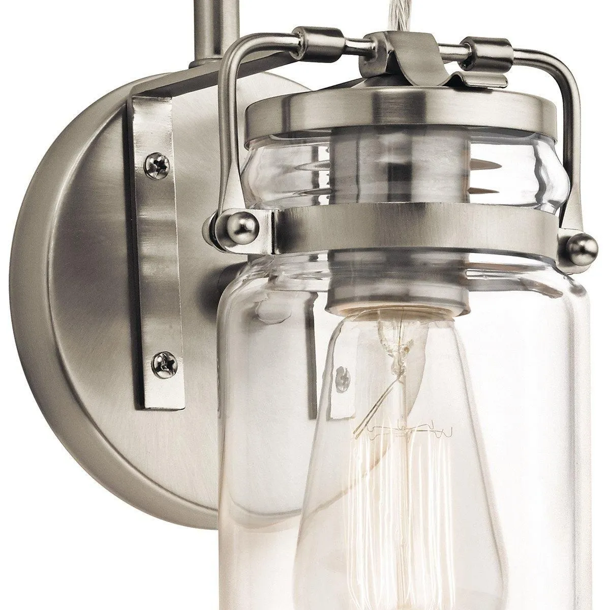 Netlighting Brinley 1 Light Wall Light Brushed Nickel E27 in Grey 2