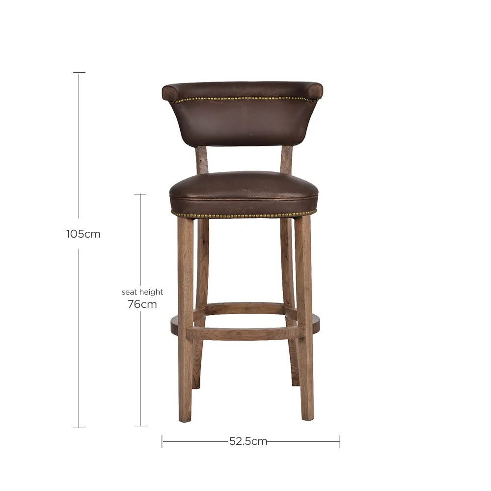 Timothy Oulton Angeles Barstool, Brown Leather | Barker & Stonehouse 2
