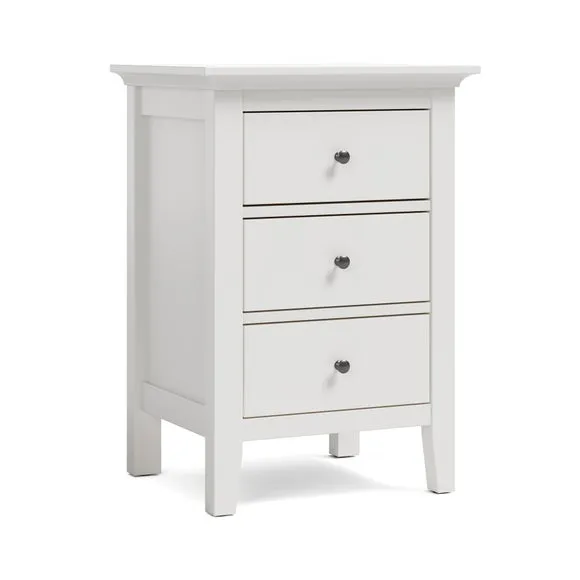 Lynton 3 Drawer Bedside Table, White 6