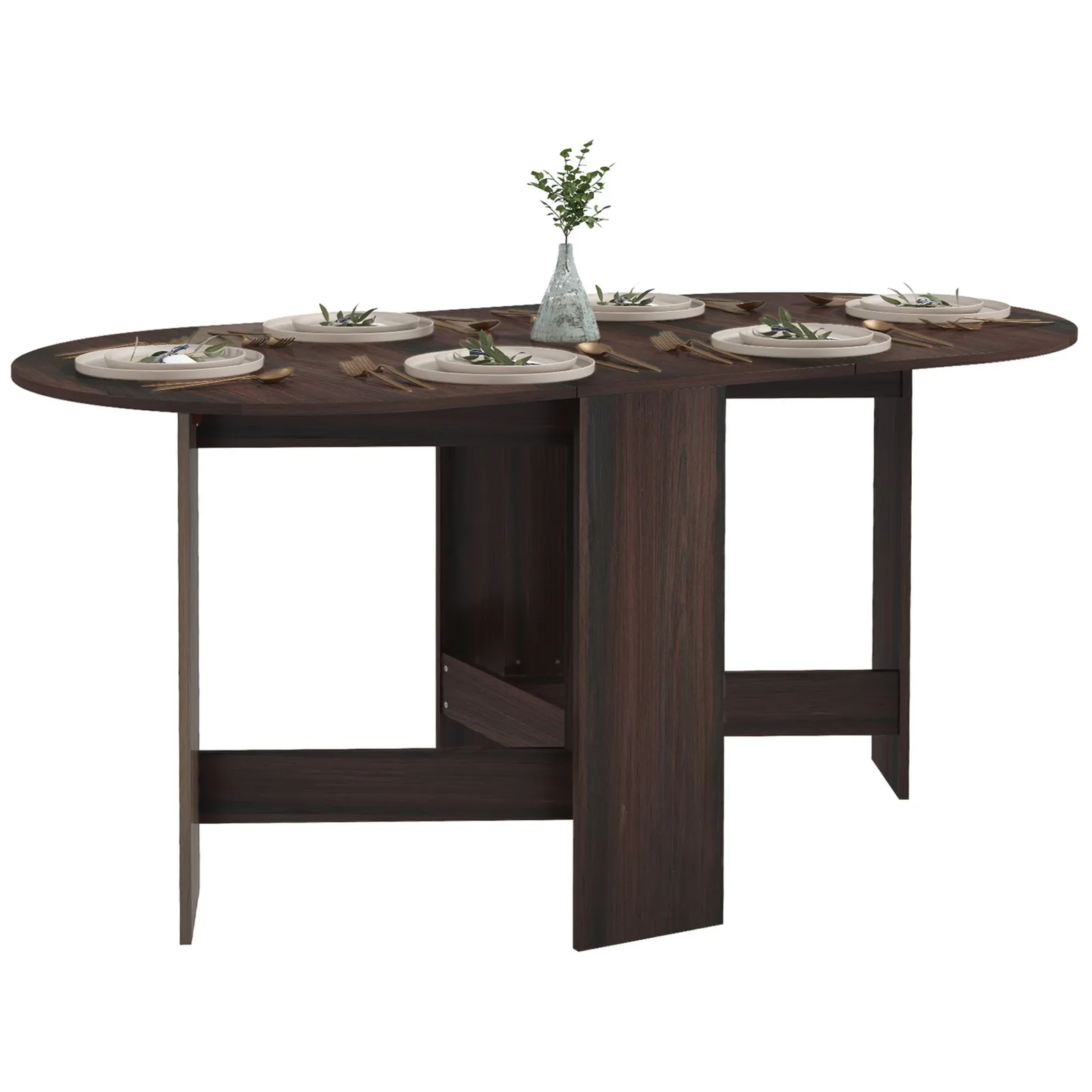 HOMCOM Oval Kitchen Table for Dining Room, Small Space in Dark Brown 2