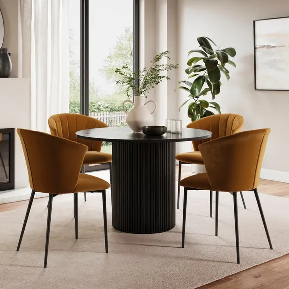 Kendall Dining Chair with Black Legs, Velvet 2