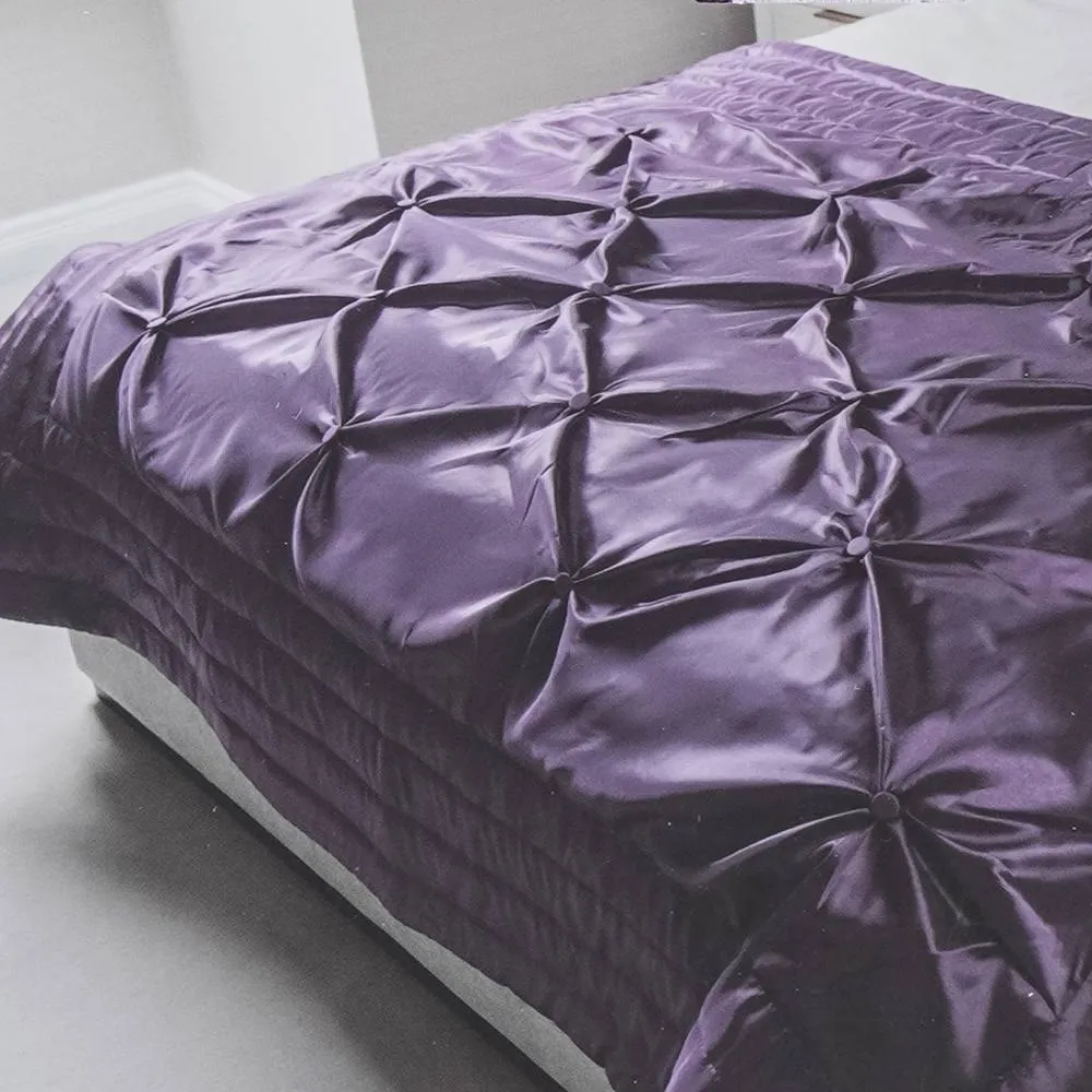 Voltico Buttoned Bedspread 140×200cm - Teal/Plum/Natural/Silver in Plum
