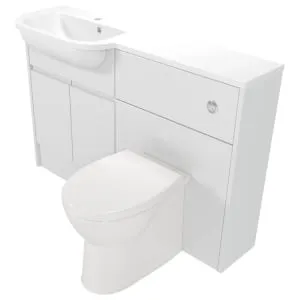 Deccado Clifton Bright White Left Hand 1200mm Slimline Fitted Vanity & Toilet Pan Unit Combination with Left Hand Basin