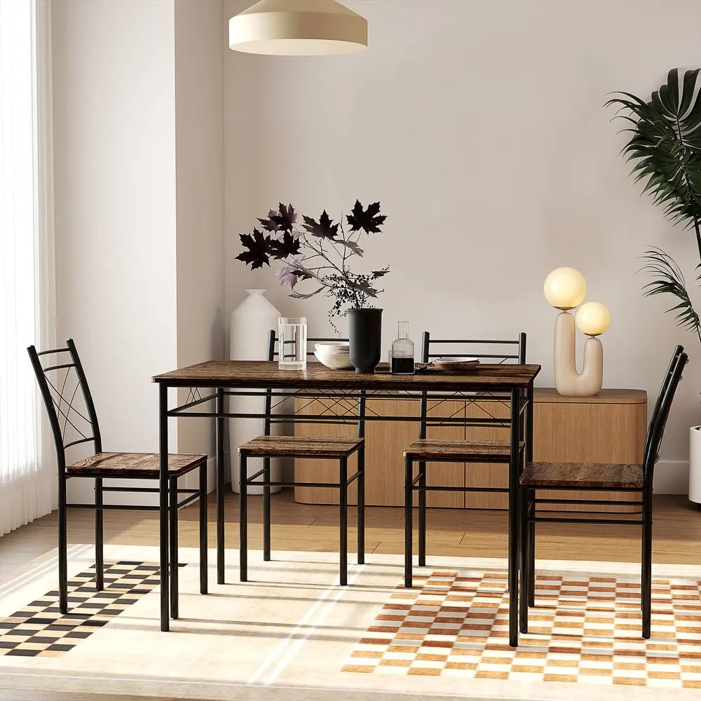 HOMCOM 5 Piece Dining Table & Chairs Set, Space Saving, Oak in Light Oak 2
