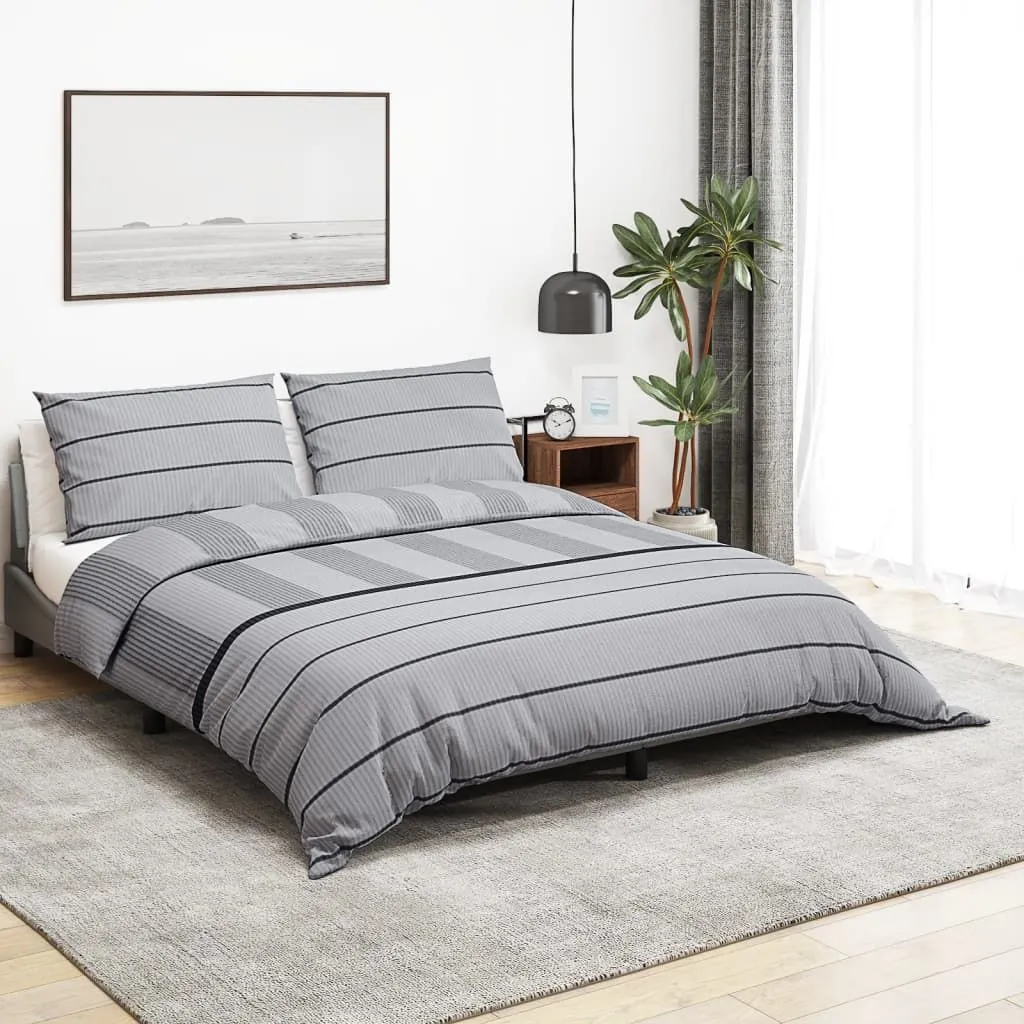 Berkfield Home Duvet Cover Set Grey 200x200 cm Cotton