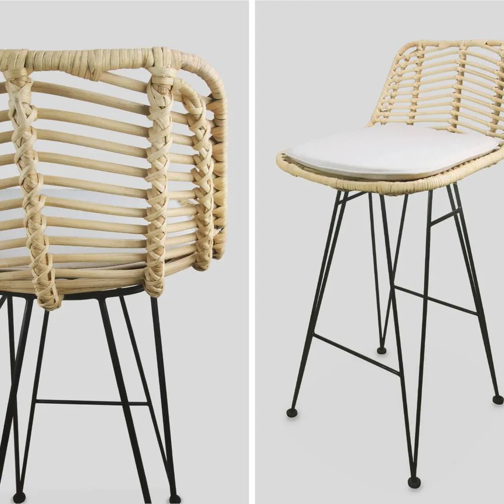 sweeek Pair of rattan bar stools 67cm in Light Sand 4