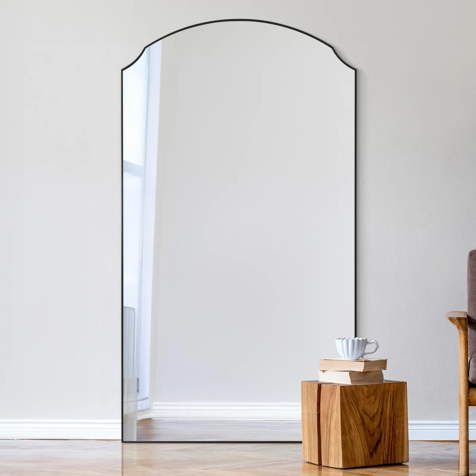 MirrorOutlet Black Edged Dual Arch Curved Edge Wall Mirror 71"x39" (180 X 100cm) 2
