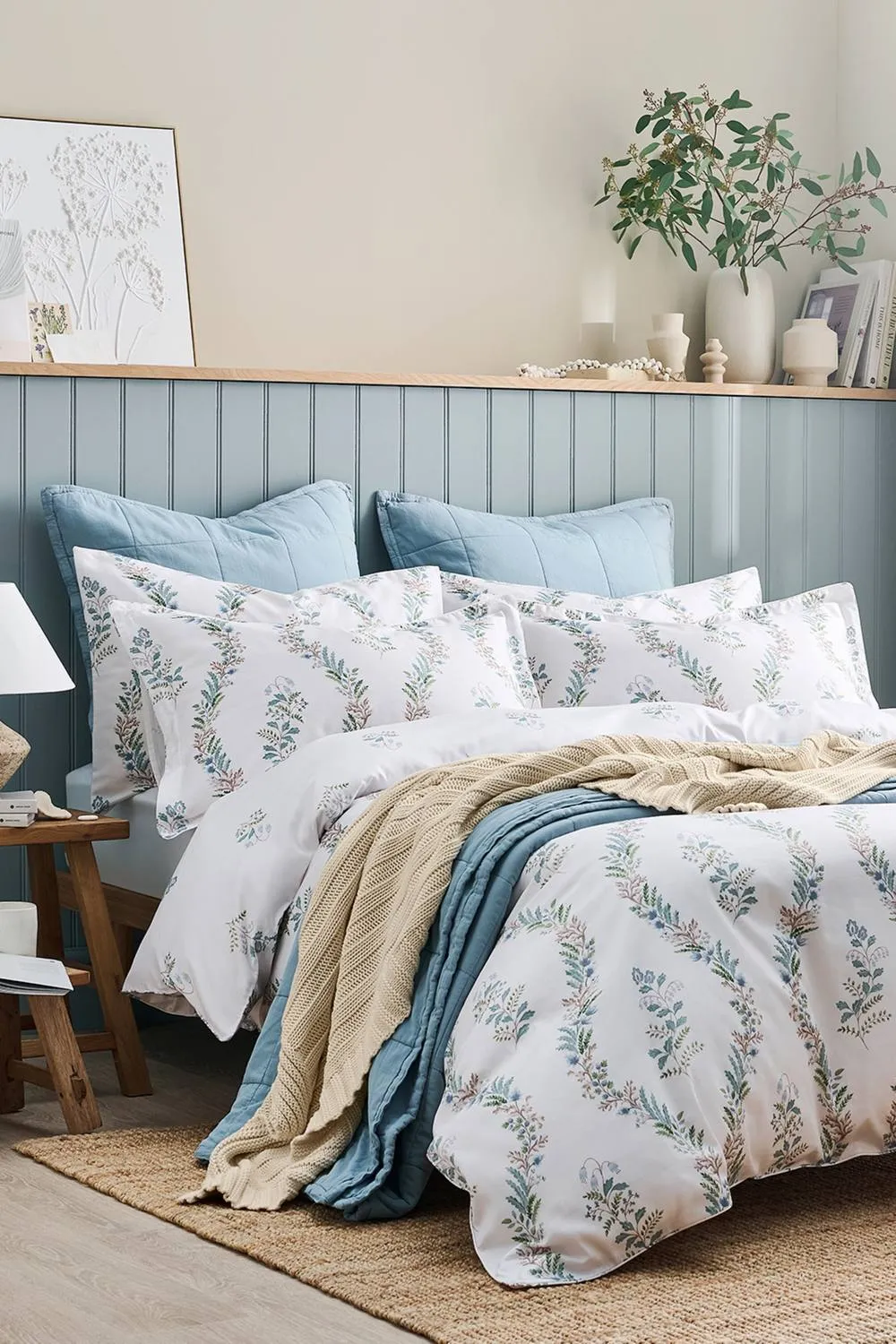 CHRISTY 'Eversham' Floral Reversible Cotton Sateen Duvet Cover Set in Blue 2