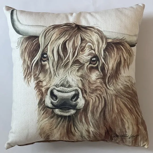 Christine Varley Highland Cow Square Cushion 2