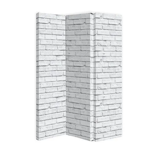 Gossette Canvas Room Divider Screen In White Brick Design
