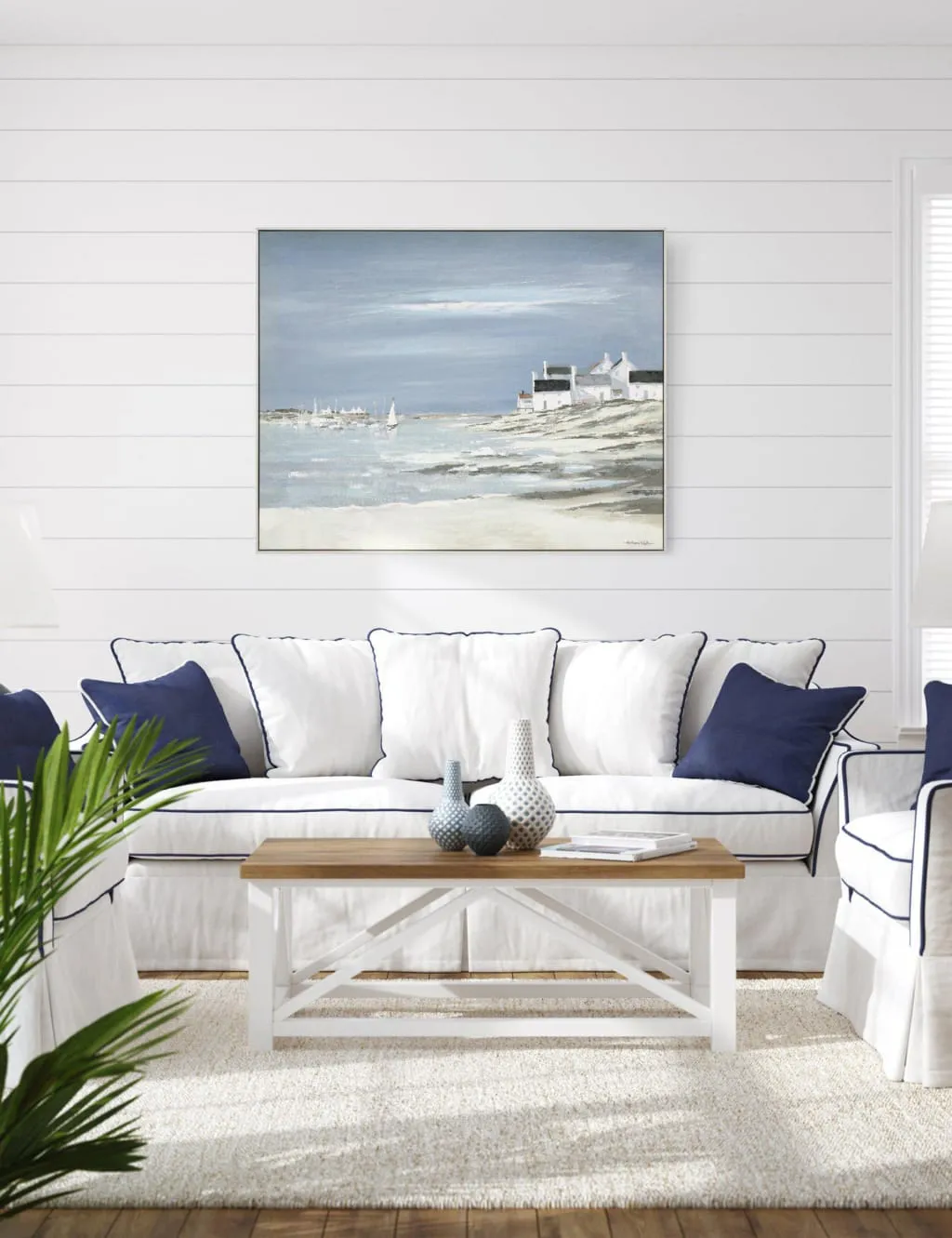 Gallery Direct Calm Harbour Rectangle Framed Art Grey