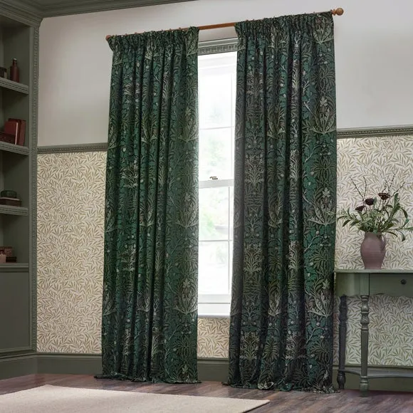 Morris & Co. Acorn Multi Jacquard Pencil Pleat Curtains 1