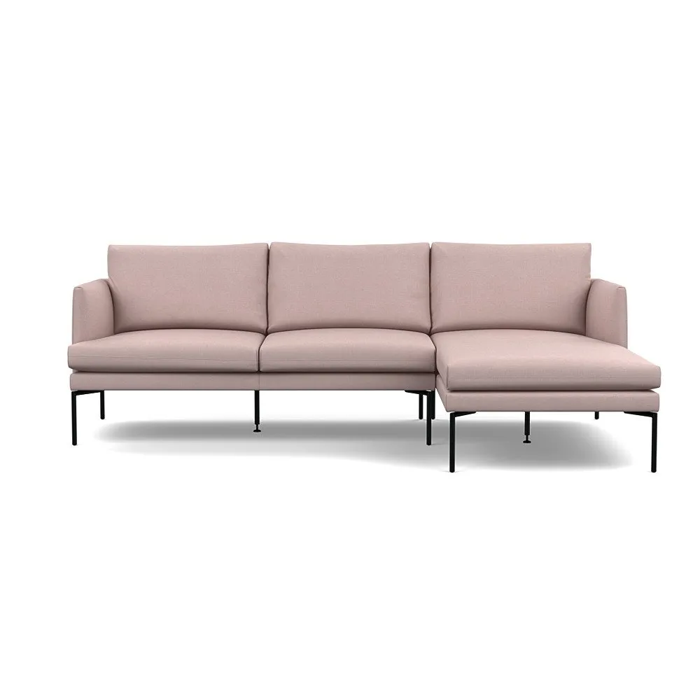 Heal's Matera Right Hand Facing Chaise Sofa Siena Cotton Dusky Pink Black Feet 1