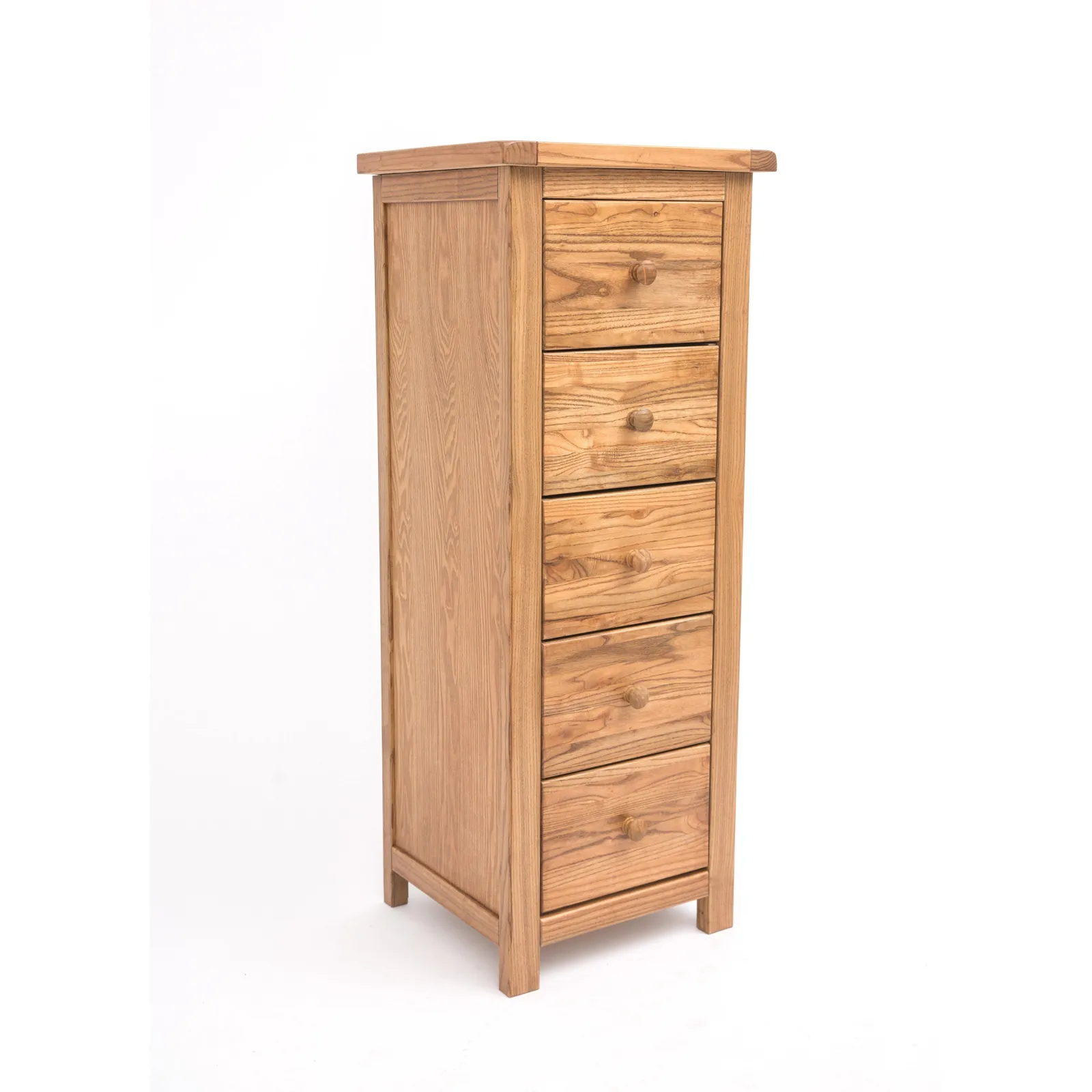 Cabinet Bits Trivento 5 Drawer Narrow Chest of Drawers Wood Knob in Natural 2