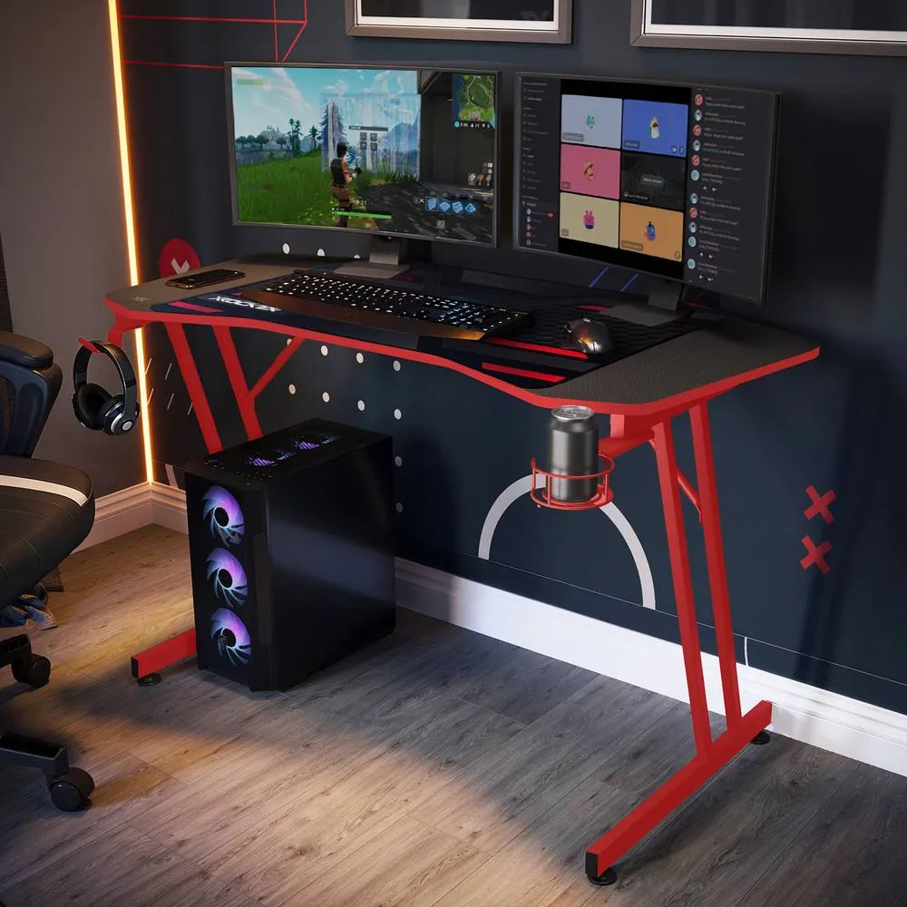 X Rocker Panther Evo 120cm Gaming Desk with Mousepad - Red