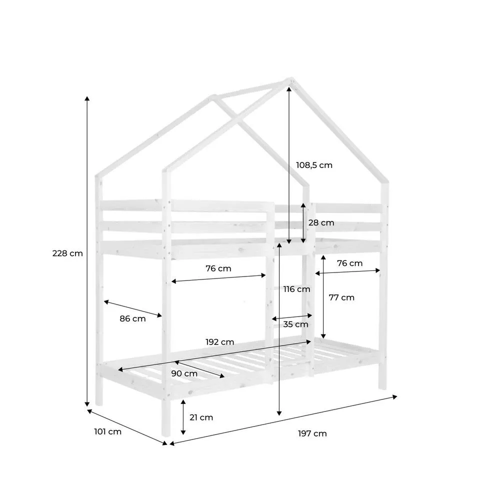 sweeek Children's bunk bed cabin natural pine 90 x 190 cm in Beige 6