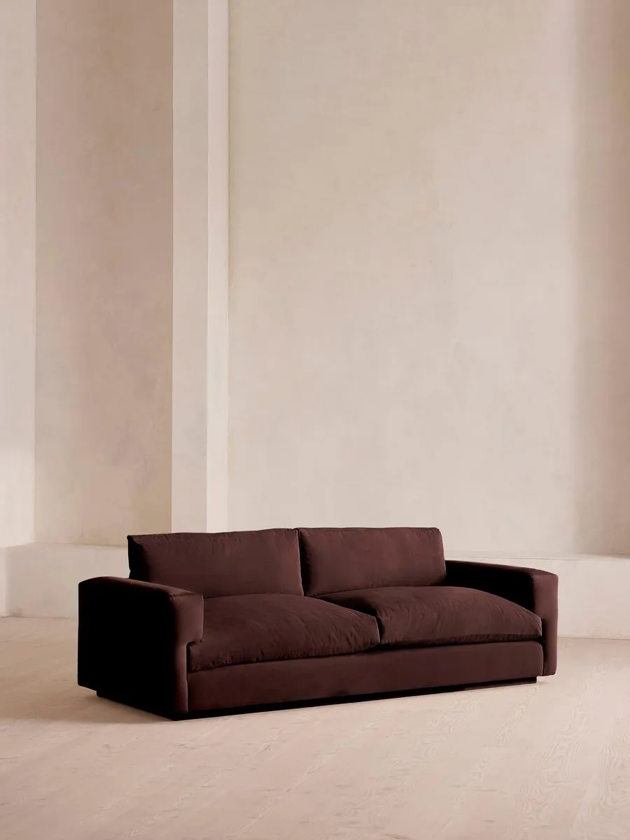 Mossley Three Seater Sofa, Velvet, Aubergine