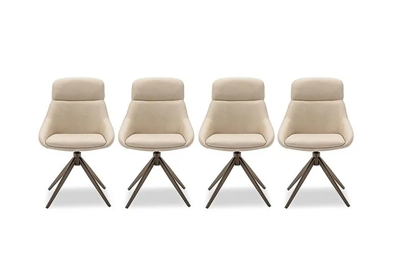 Arno Set of 4 Faux Leather Swivel Dining Chairs - Stone