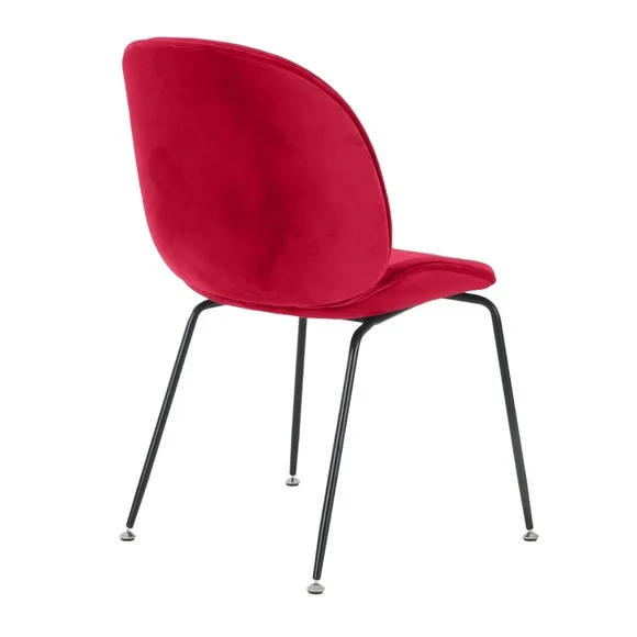 Fusion Living Luxurious Velvet Dining Chair with Black Metal Legs 5