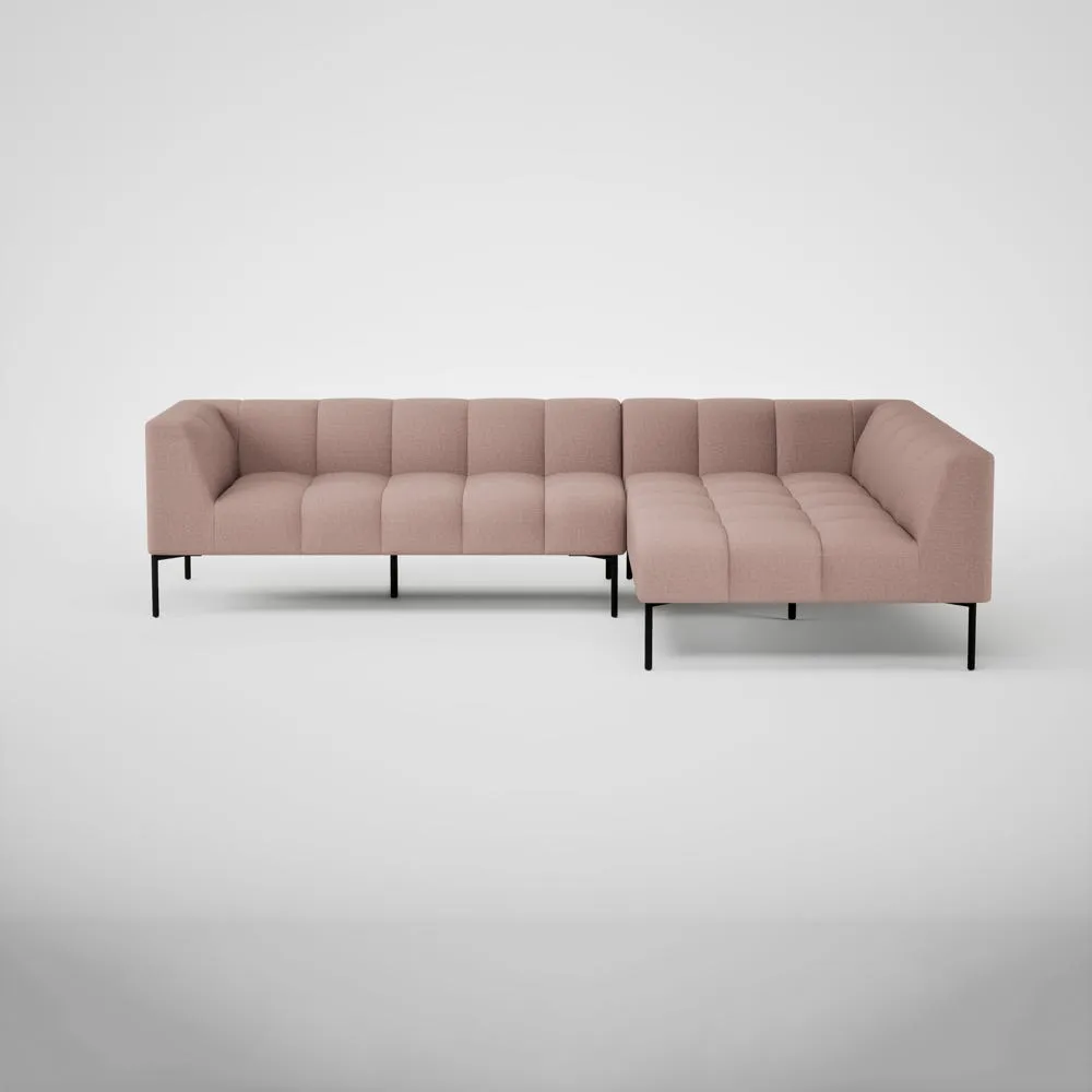 Heal's Quadro Right Hand Facing Chase Sofa Siena Cotton Dusky Pink Black Feet 2