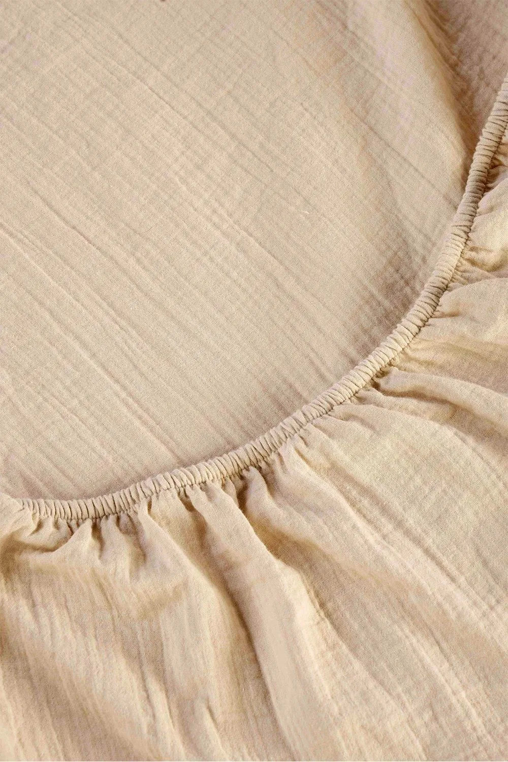 CHRISTY Double Layered Relaxed Retreat Luxury Cotton Bedding Fitted Sheets in Light Beige 2