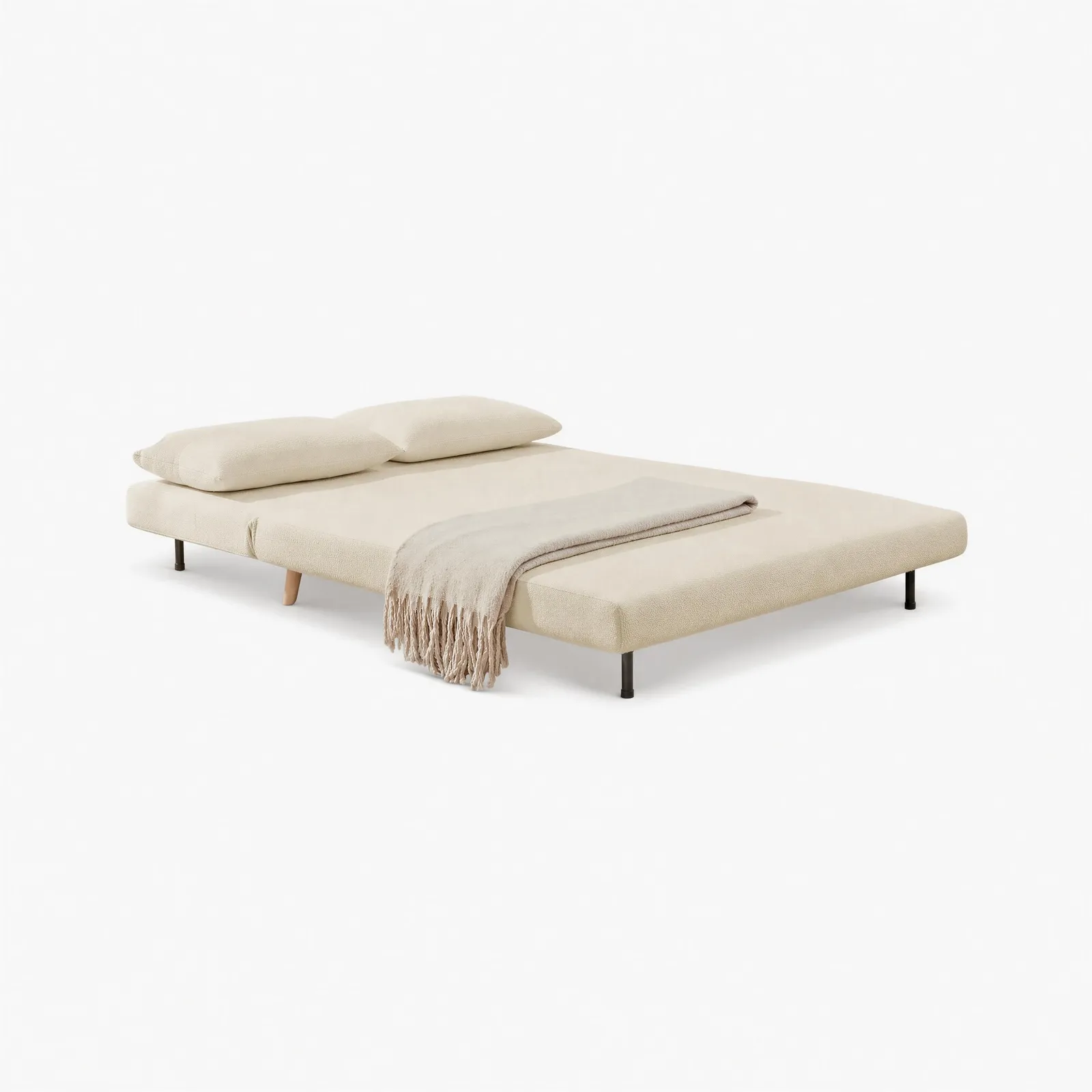 FurnitureboxUK Bobby Off-White Boucle Fabric Double Folding Sofa Bed 4