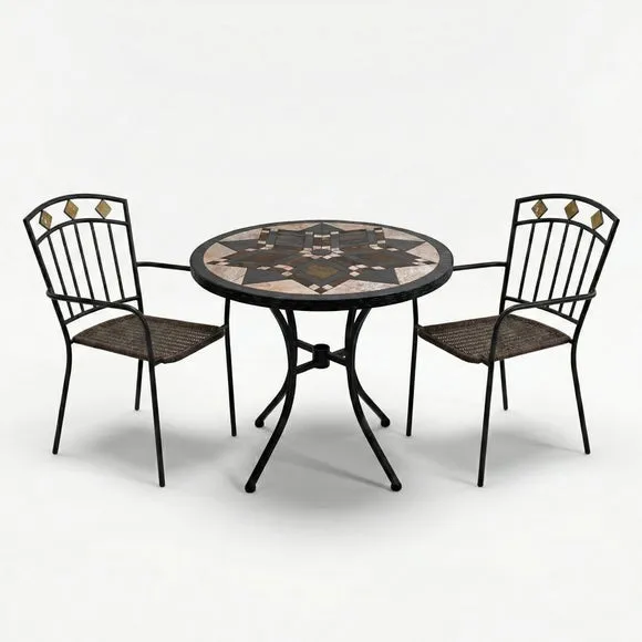 Dallas 76cm Bistro Table Set with 2 Mayfield Chairs 2