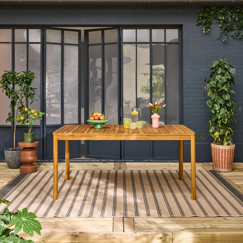 sweeek 8-seater Acacia Wooden Garden Table With Rounded Corners in Light Brown 6