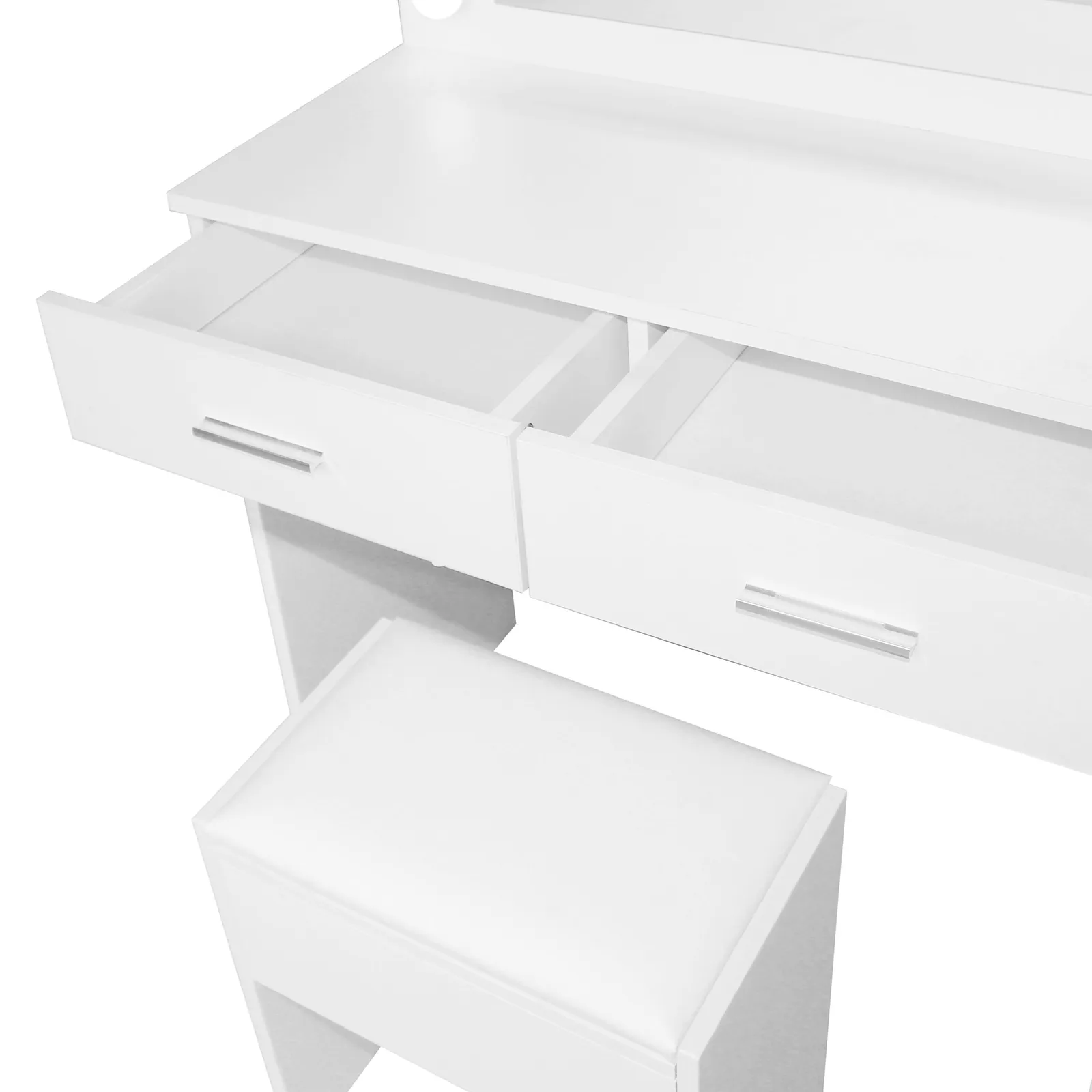 Comfy Living Ltd Dressing Table & Stool Set with LED Lit Mirror In White 6