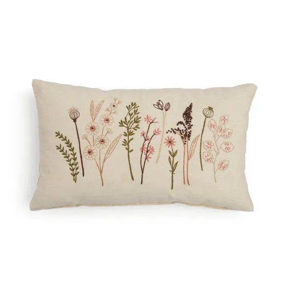 Embroidered Harvest Cotton Rectangle Cushion 3