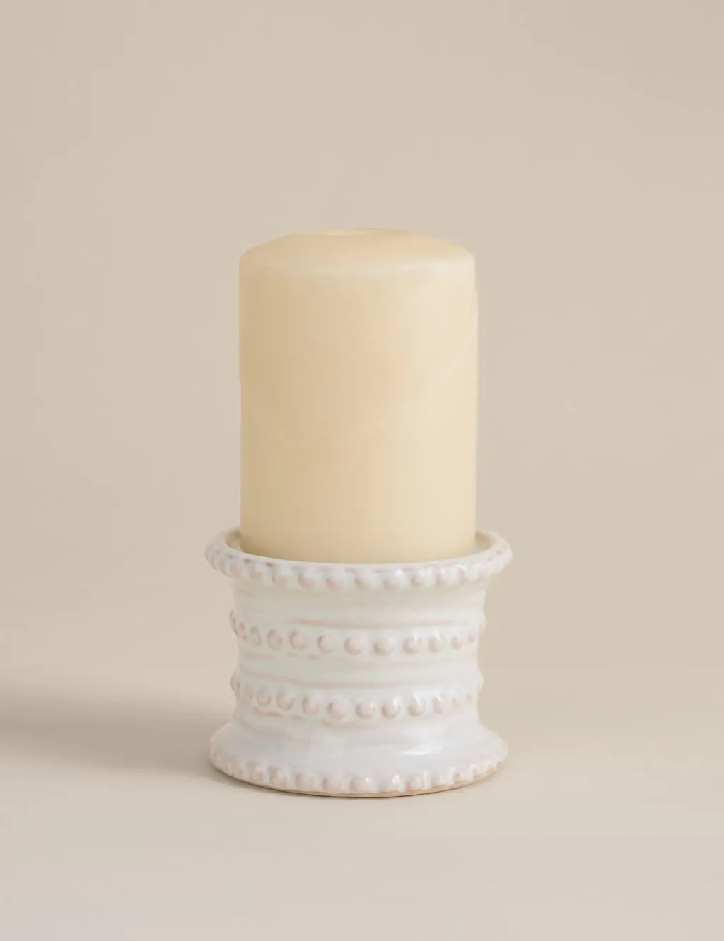 M&S Bobble Pillar Candle Holder Neutral