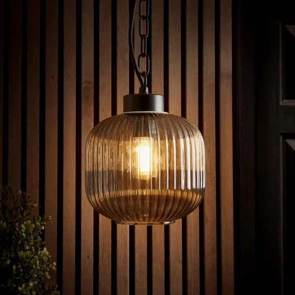 Riley Ribbed Industrial Adjustable Pendant Light 2