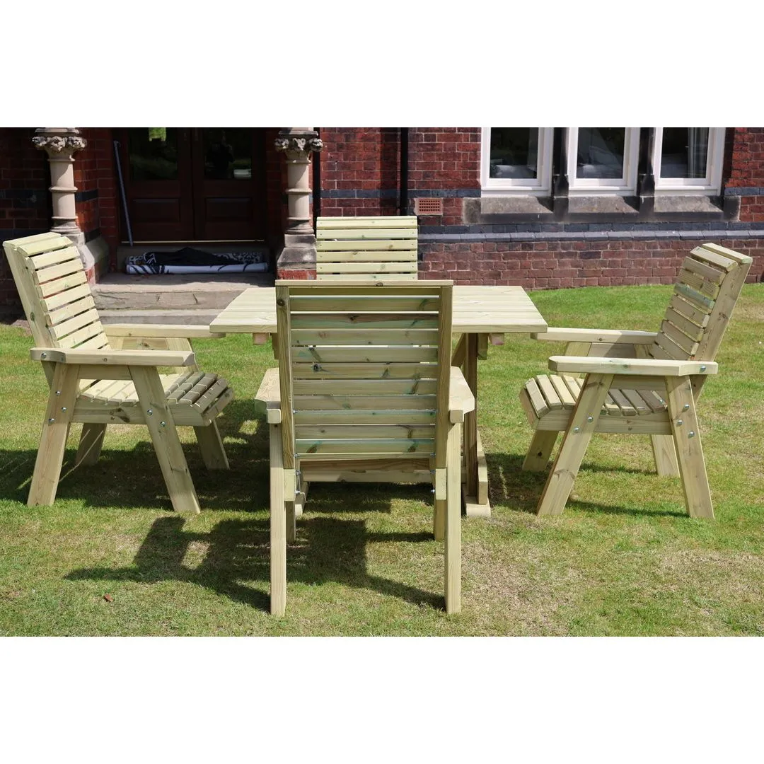 Churnet Valley Garden Furniture Ltd Ergo Dining Set w/ Table & Chairs - Sits 4 - Min. Assembly Required in Brown 3