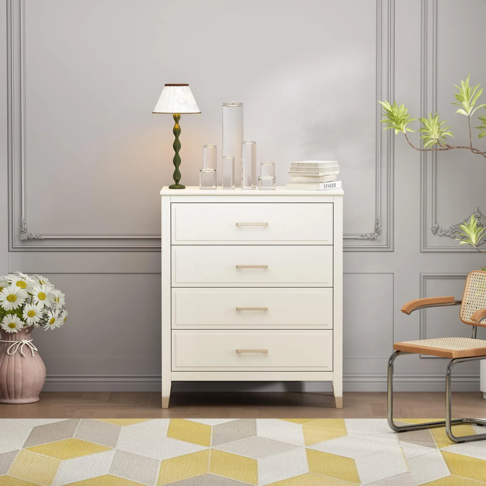 Cabinet Bits Palazzi 4 Drawer Chest of Drawers in Off-White 2