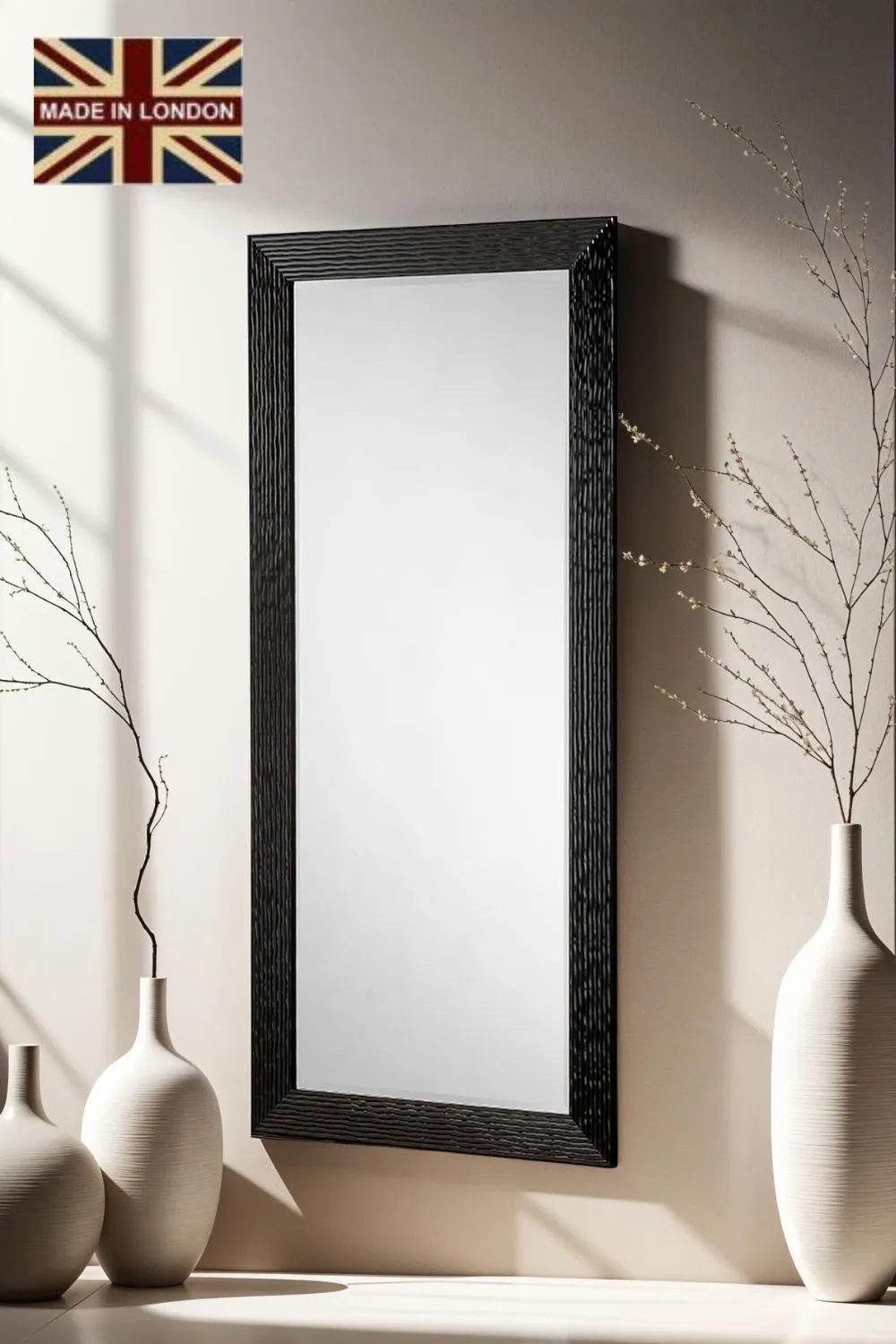 Yearn Mirrors Wave Gloss Black Full length mirror 168.5x77cm