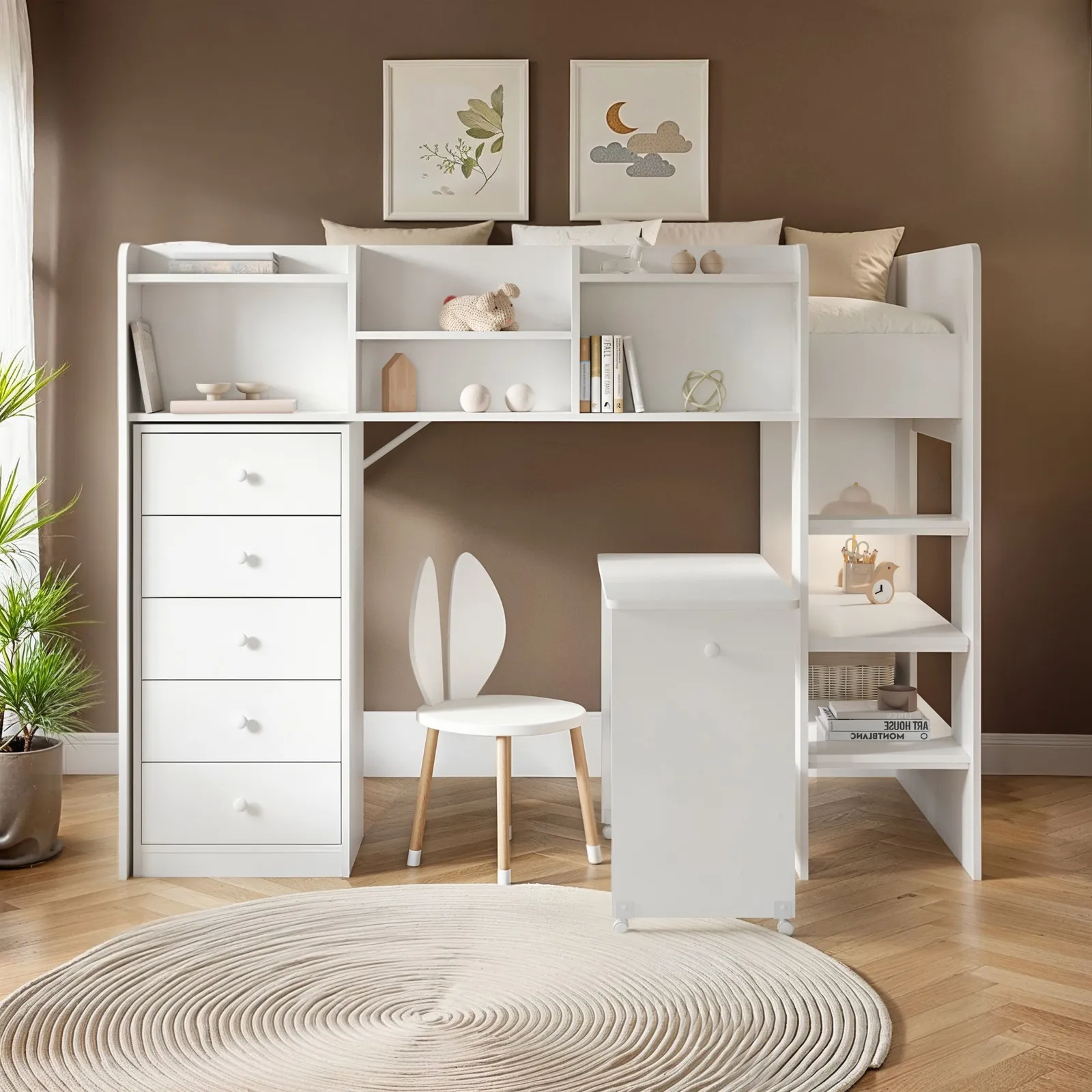 Flair Wizard Mid High Cabin Station with Storage in White 2