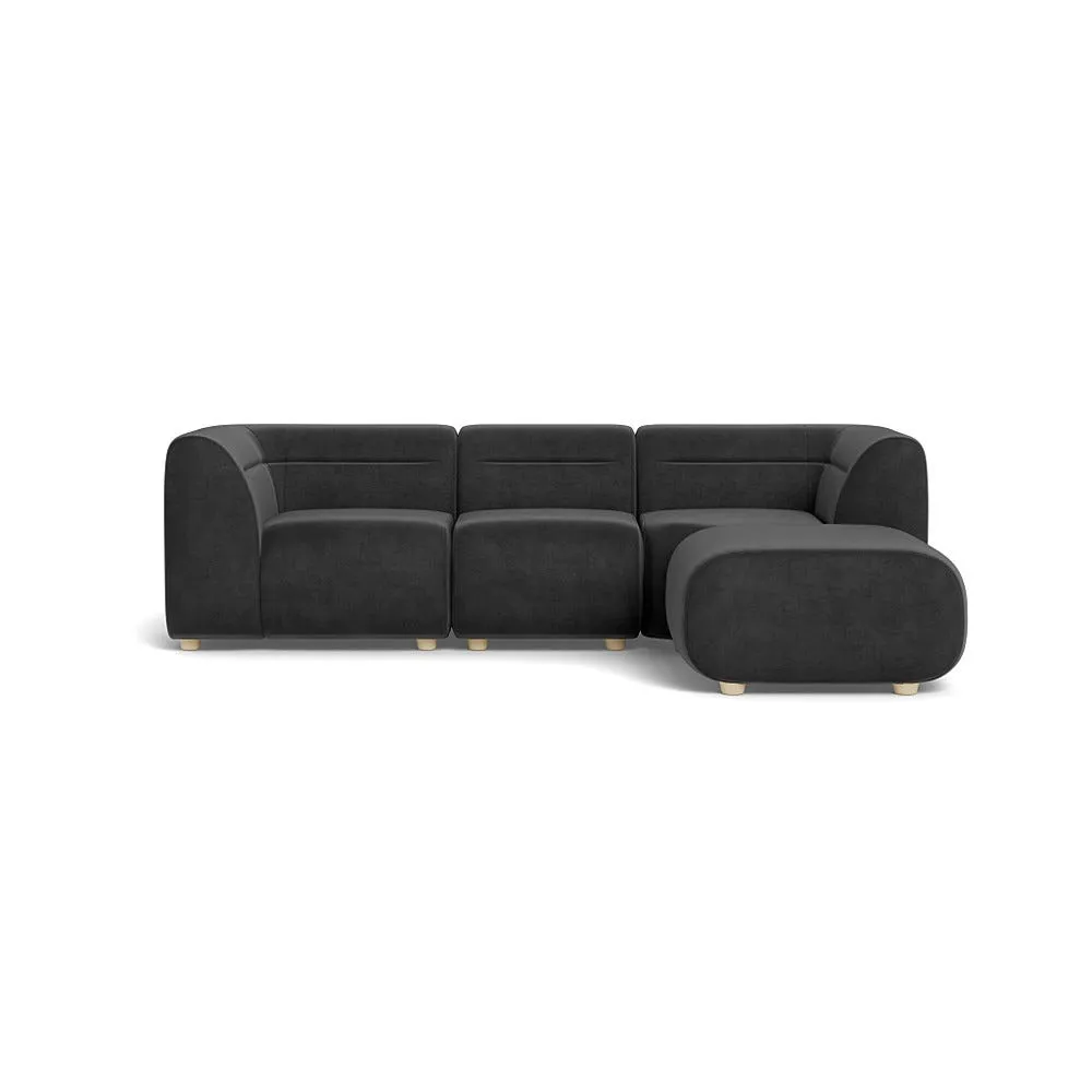 Heal's Lilli Right Hand Facing Corner Sofa Smart Luxe Velvet Nickel Natural Beech Feet 1