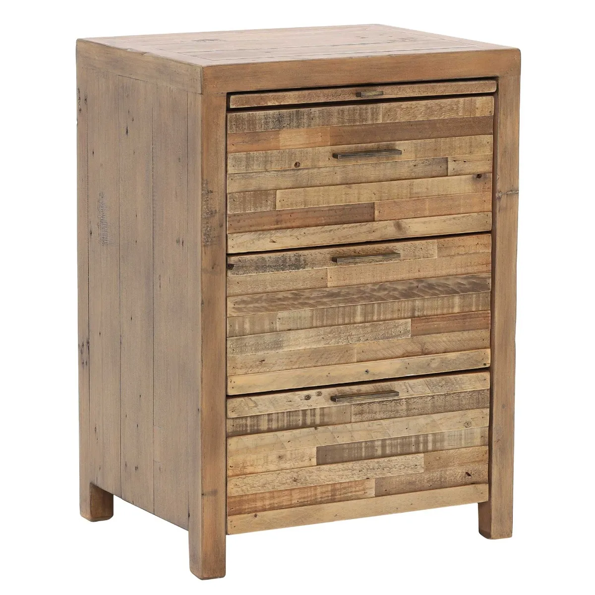 Charlie Reclaimed Wood 3 Drawer Bedside