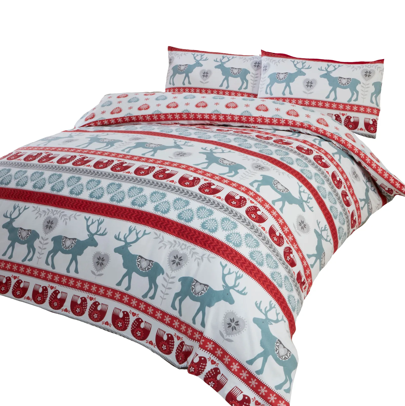 Rapport Home Scandi Polycotton Duvet Cover Set With Pillowcase in Red 2