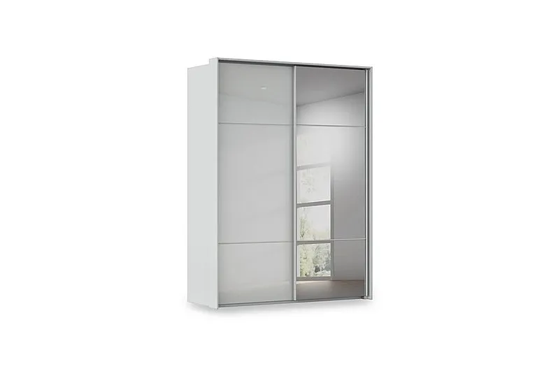Haven 170cm 2 Door Slider Wardrobe with 1 Glass and 1 Mirror Door