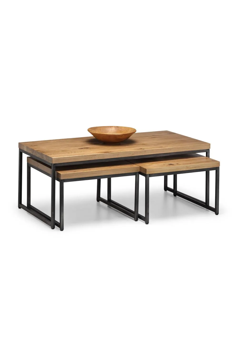 Julian Bowen Brooklyn Rectangular Coffee Table with 2 Nesting Tables in Light Oak 3