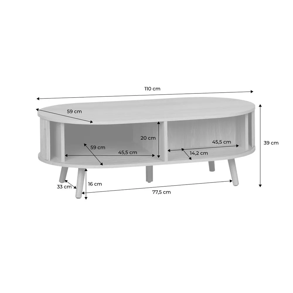 sweeek Coffee Table With Sliding Doors & Grooved Wooden-effect Compartments in Dark Brown 6