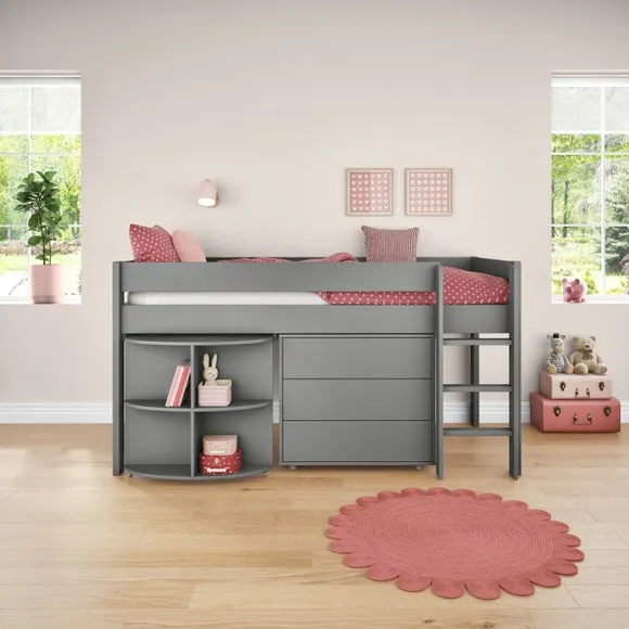 Uno Midsleeper With Pull Out Desk and Chest of Drawers Pine 4