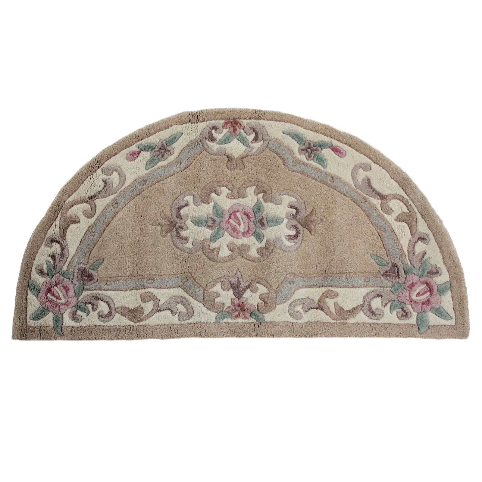 Lotus Premium Aubusson Half Circle Rug Biscuit (Brown)
