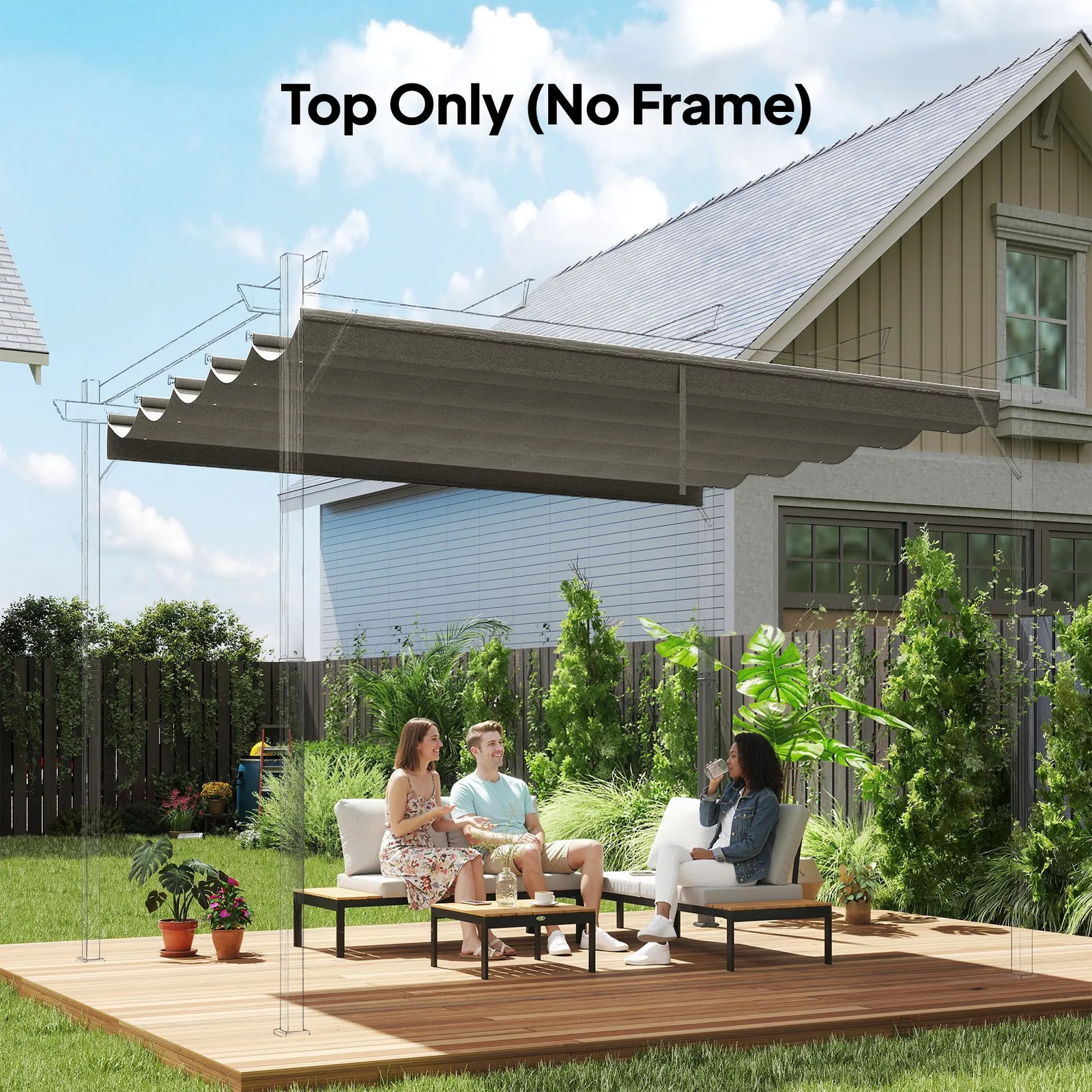 OUTSUNNY 2.55x2.5 m Pergola Cover Replacement for 3x3 m Frame, Light Grey