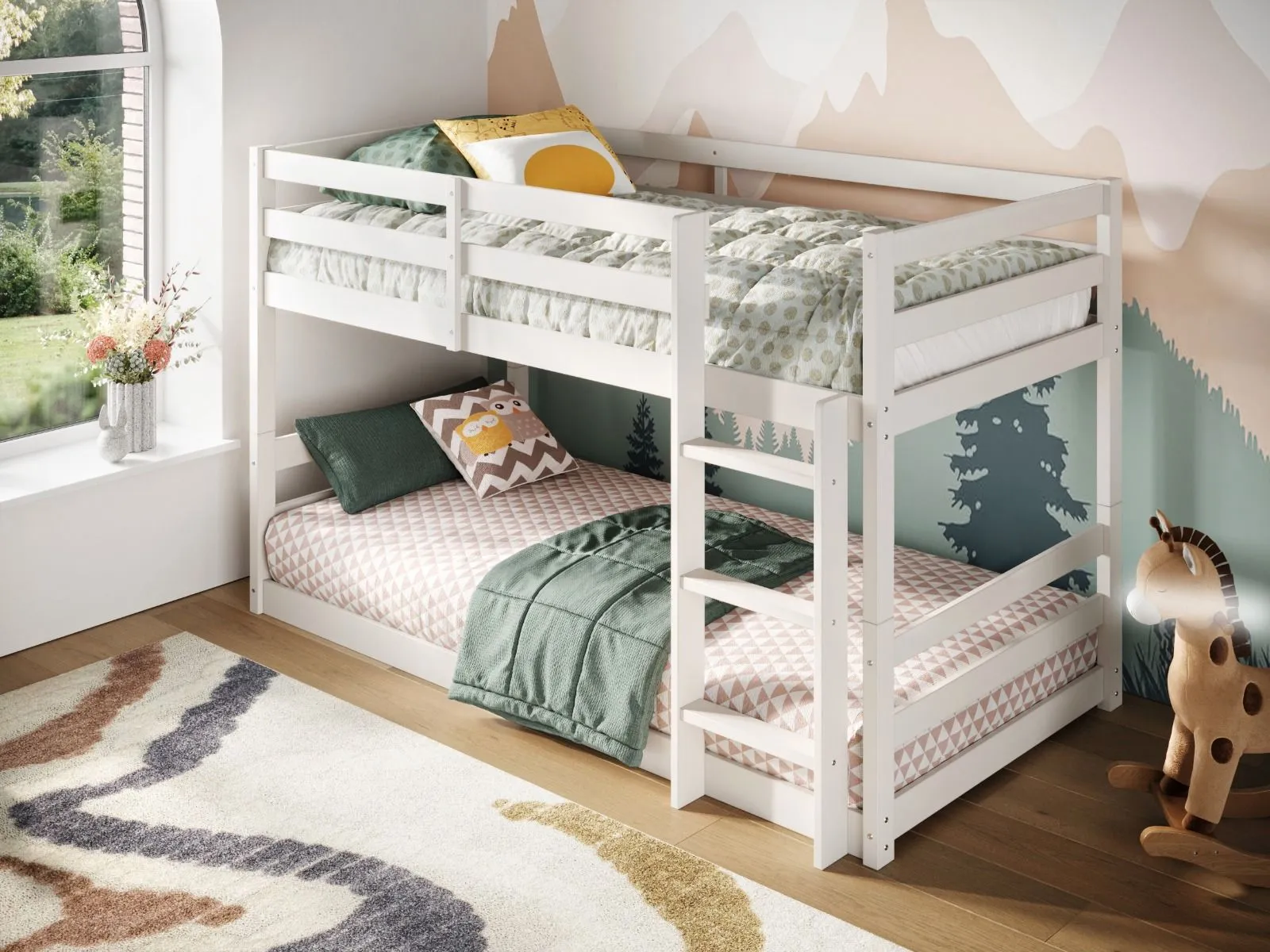 Flair Shasha Low Bunk Bed in White 3